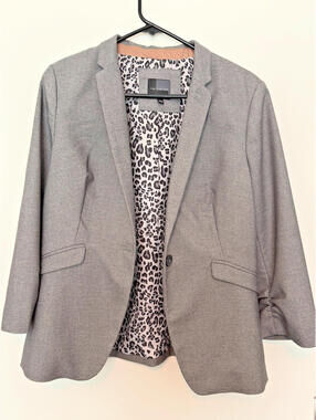 The Limited Women's Gray Cheetah Printed Collared Blazer